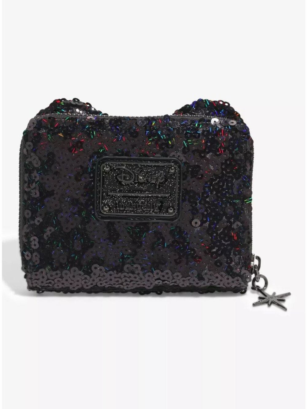 Loungefly Disney Minnie Mouse Holographic Sequin Wallet Black Zip Around New - Picture 2 of 5